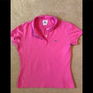 Pink Lacoste polo
